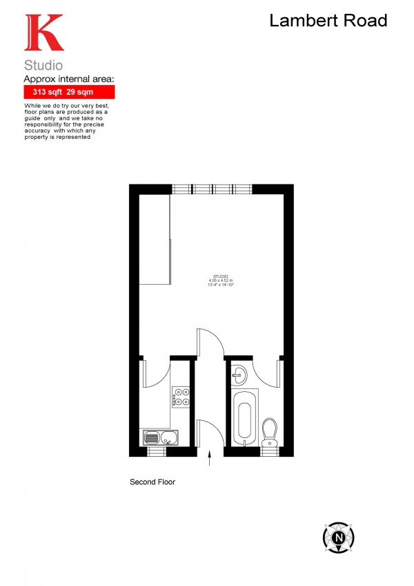 Floor Plan Image for Studio Flat for Sale in Lambert Road, Brixton, London SW2