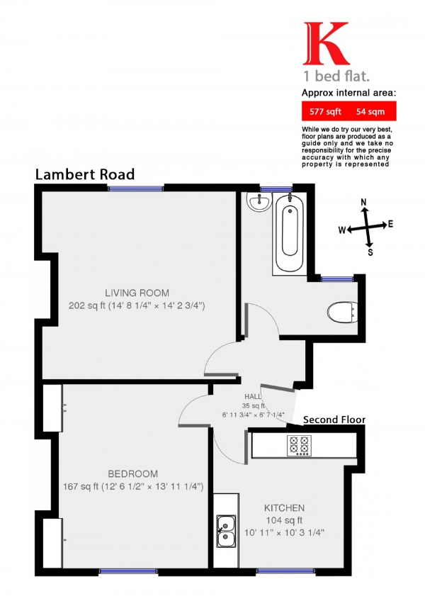 Floor Plan Image for 1 Bedroom Flat to Rent in Lambert Road, Brixton, London SW2