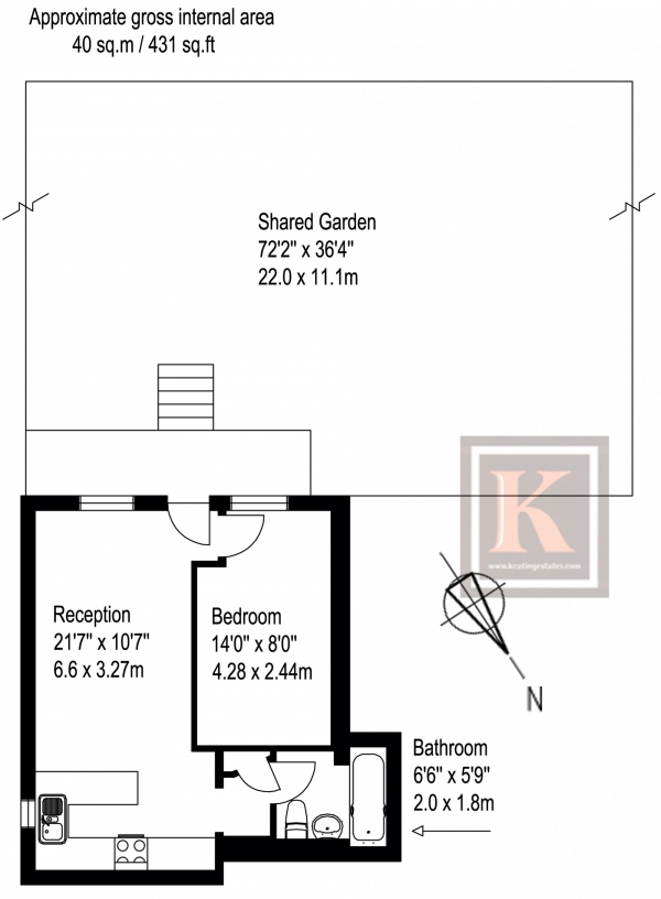 Floor Plan Image for 1 Bedroom Flat to Rent in Macaulay Road, Clapham Old Town, London SW4