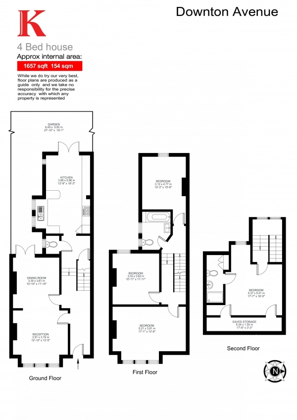 Floor Plan Image for 4 Bedroom Terraced House for Sale in Downton Avenue, London, London SW2