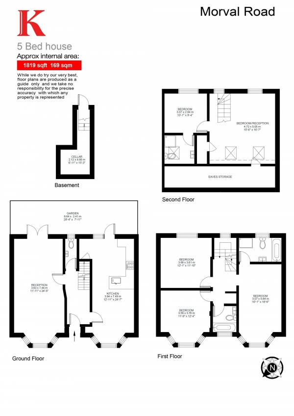 Floor Plan Image for 4 Bedroom Terraced House for Sale in Morval Road, London, London SW2