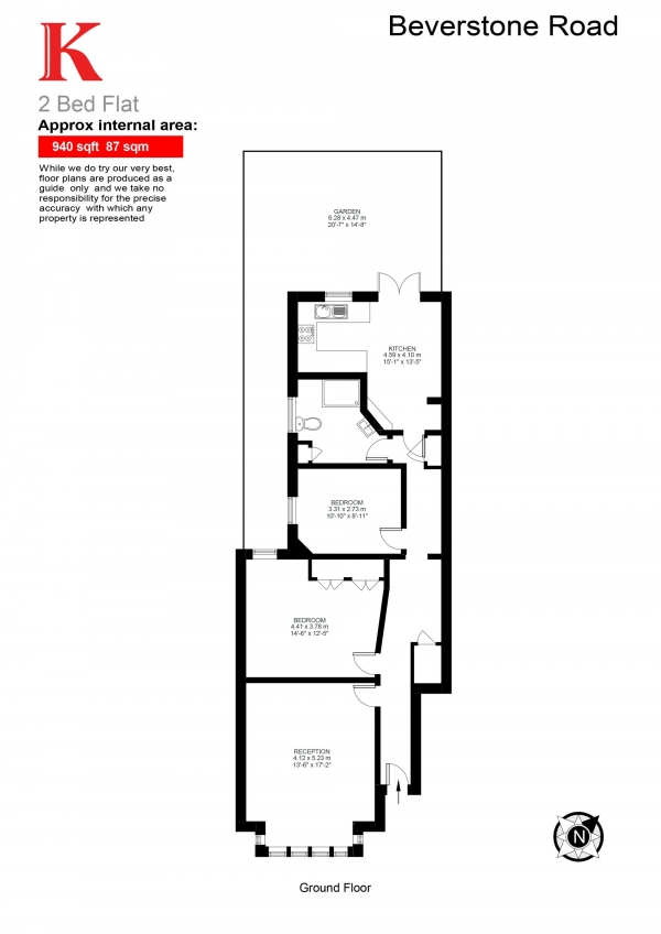 Floor Plan Image for 2 Bedroom Flat for Sale in Beverstone Road, London, London SW2