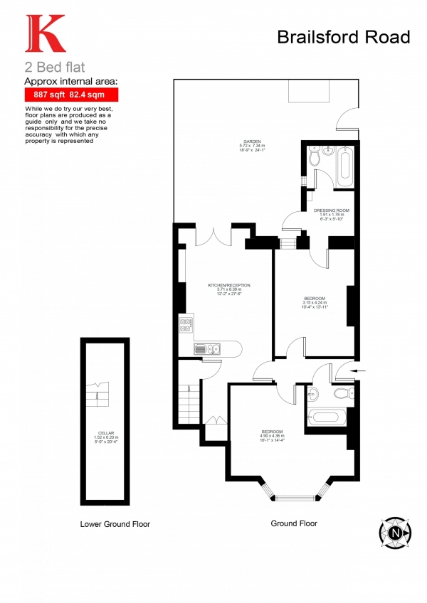 Floor Plan Image for 2 Bedroom Flat for Sale in Brailsford Road, London, London SW2