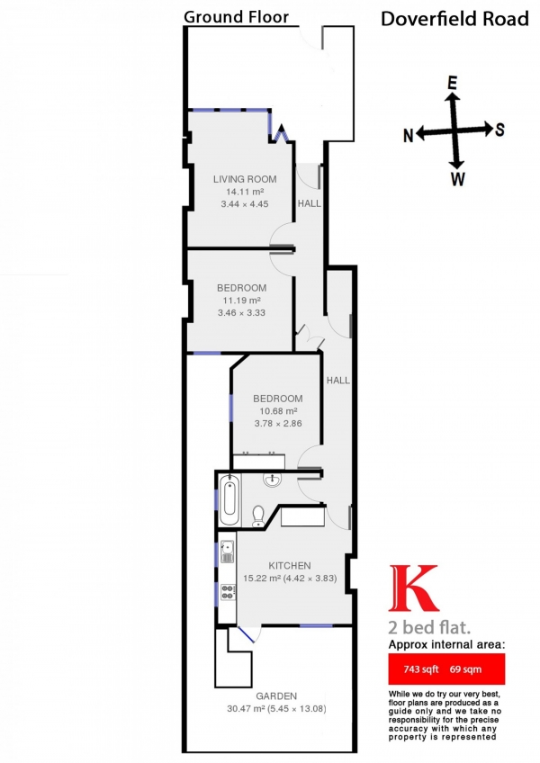 Floor Plan Image for 2 Bedroom Flat for Sale in Doverfield Road, London, London SW2