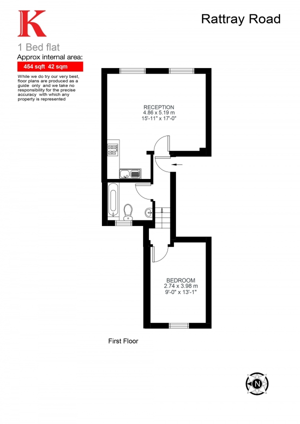 Floor Plan Image for 1 Bedroom Flat for Sale in Rattray Road, London, London SW2