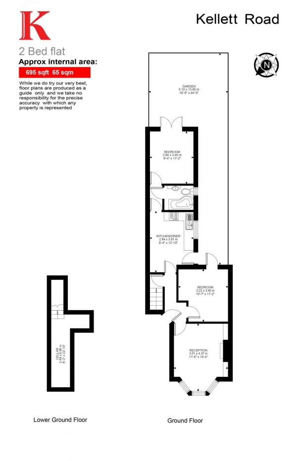 Floor Plan Image for 2 Bedroom Flat for Sale in Kellett Road, London, London SW2
