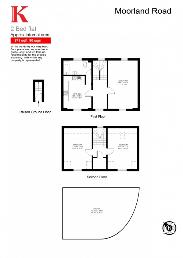 Floor Plan Image for 2 Bedroom Flat for Sale in Moorland Road, London, London SW9
