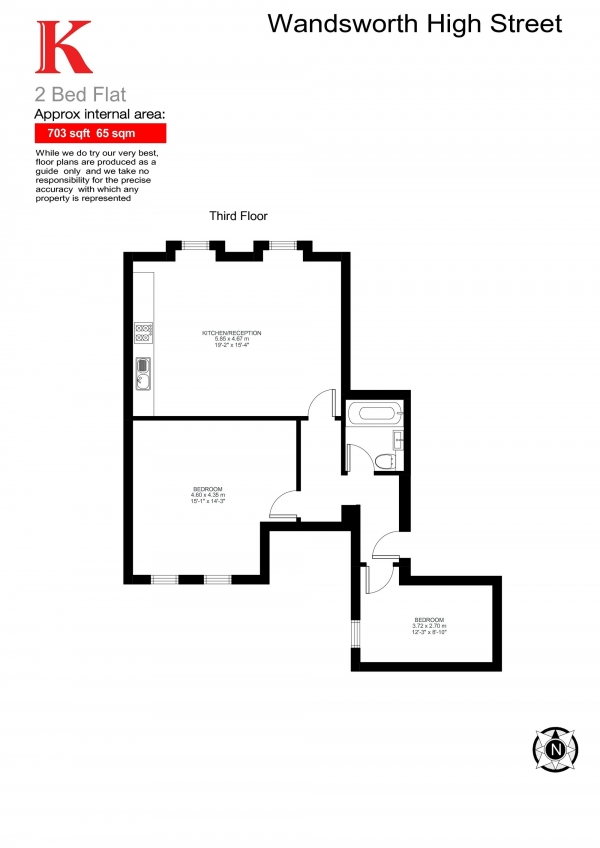 Floor Plan Image for 2 Bedroom Flat for Sale in Wandsworth High Street, London, London SW18