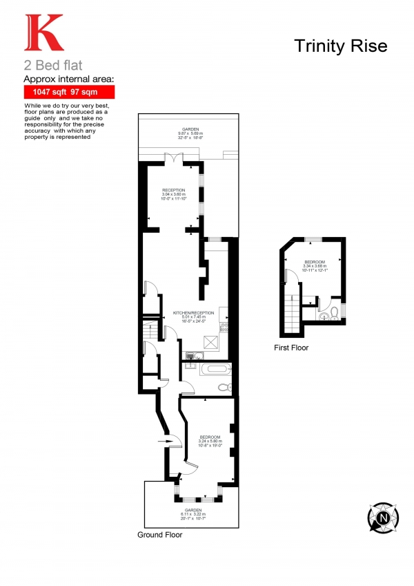 Floor Plan Image for 2 Bedroom Flat for Sale in Trinity Rise, London, London SW2