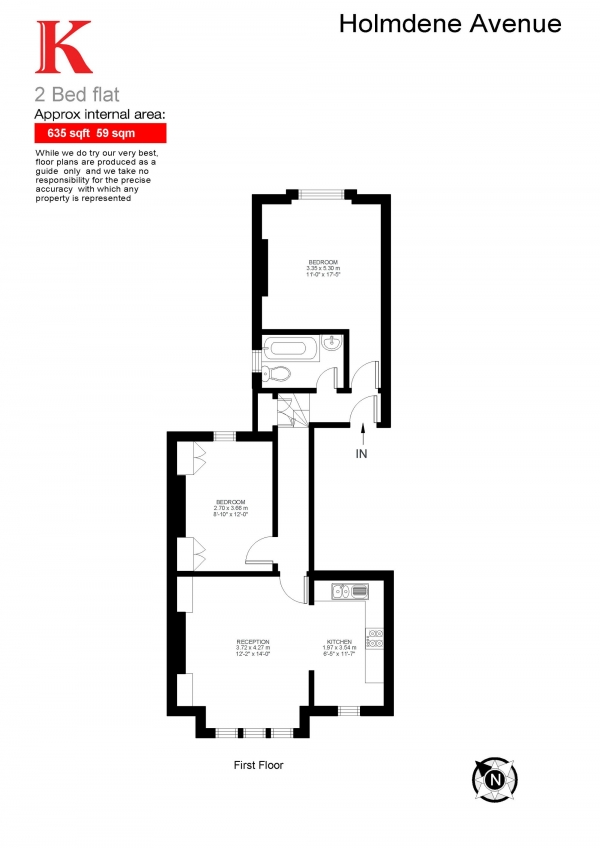 Floor Plan Image for 2 Bedroom Flat for Sale in Holmdene Avenue, London, London SE24