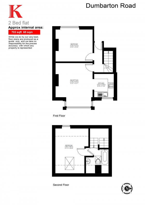 Floor Plan Image for 2 Bedroom Flat for Sale in Dumbarton Road, Brixton, London SW2