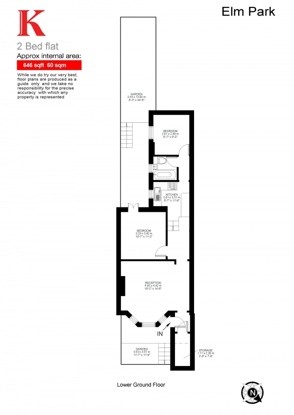 Floor Plan Image for 2 Bedroom Flat for Sale in Elm Park, Brixton, London SW2