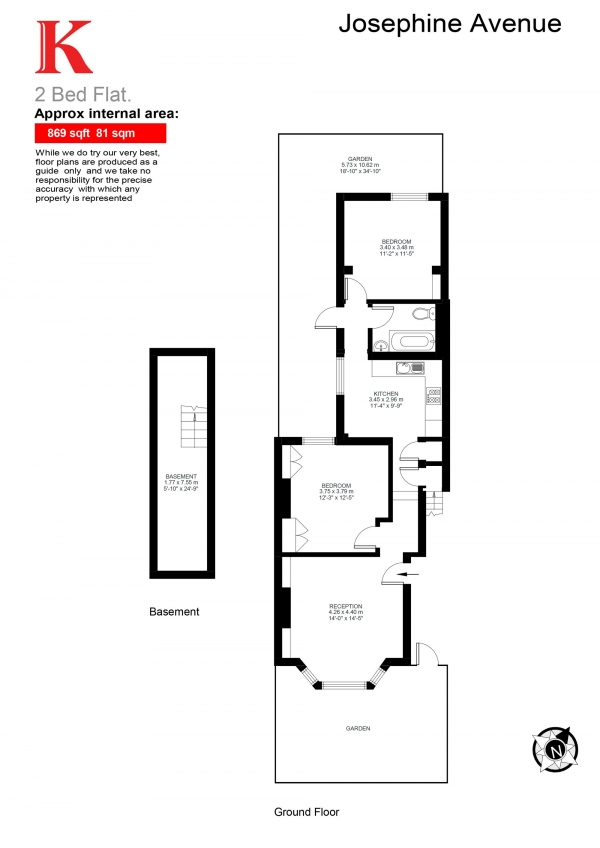 Floor Plan Image for 2 Bedroom Flat for Sale in Josephine Avenue, Brixton, London SW2