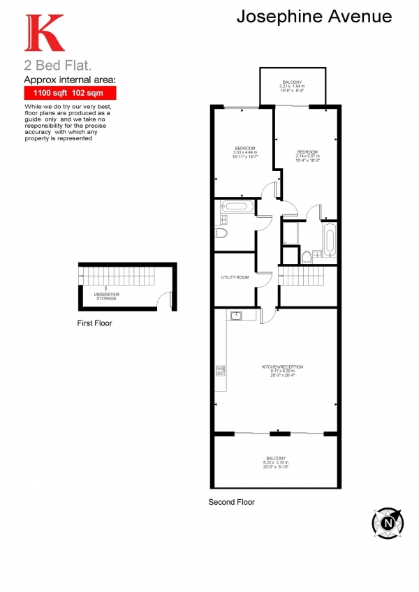 Floor Plan Image for 2 Bedroom Penthouse for Sale in Josephine Avenue, Brixton, London SW2