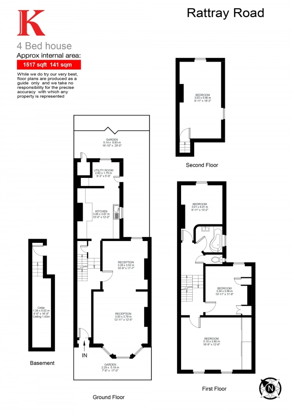 Floor Plan Image for 4 Bedroom Terraced House for Sale in Rattray Road, Brixton, London SW2