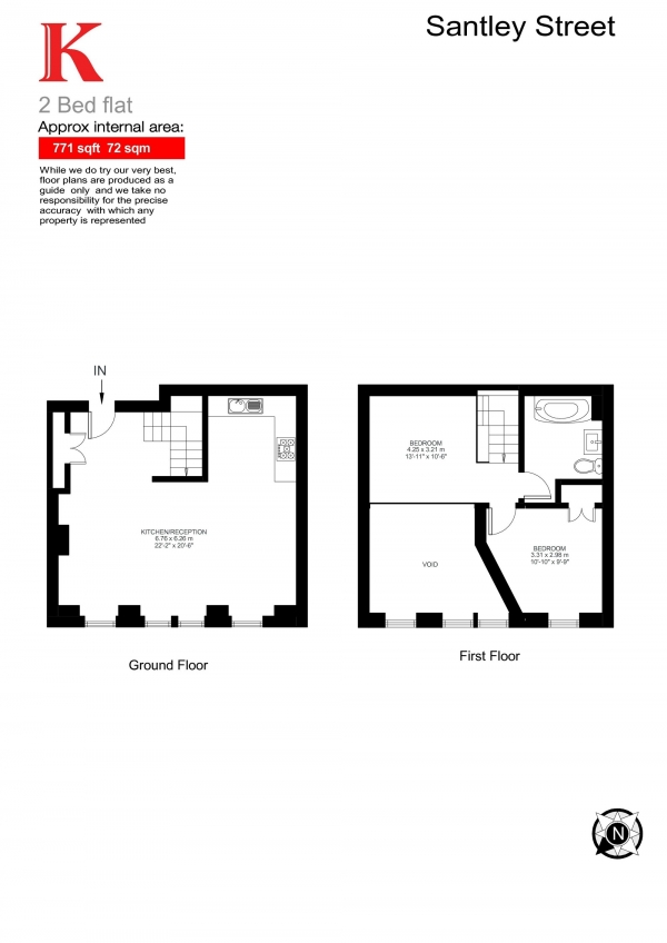 Floor Plan Image for 2 Bedroom Flat for Sale in Alpha House, Santley Street, Clapham, London SW4