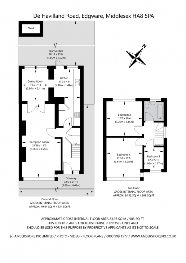 Floor Plan Image for 3 Bedroom End of Terrace House for Sale in DE HAVILLAND ROAD, EDGWARE, HA8 5PA