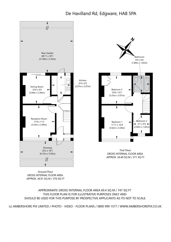 Floor Plan Image for 3 Bedroom Property for Sale in DE HAVILLAND ROAD, BURNT OAK, EDGWARE, HA8