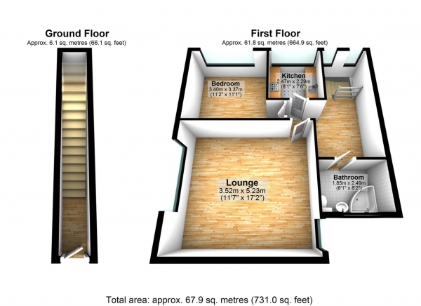 Floor Plan for 1 Bedroom Apartment for Sale in Heaton Court Gardens, Heaton, BL1, 5DJ -  &pound130,000
