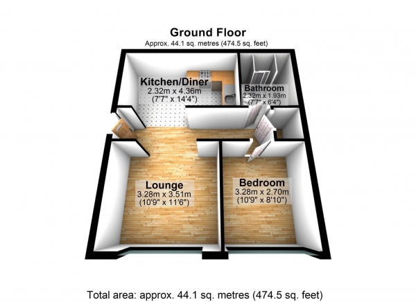 Floor Plan Image for 1 Bedroom Apartment for Sale in Moss Bank House, Bolton