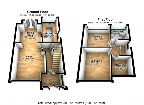 Floor Plan Image for 3 Bedroom Semi-Detached House for Sale in Marton Avenue, Tonge Moor