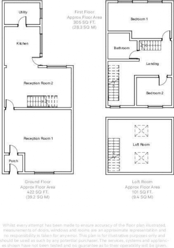 Floor Plan for 2 Bedroom Terraced House for Sale in Holly Grove, Smithills, Heaton, BL1, 6DN - OIRO &pound140,000
