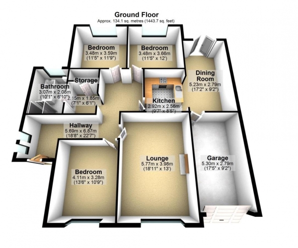 Floor Plan for 3 Bedroom Detached Bungalow for Sale in Beaumont Drive, Ladybridge, Bolton., Ladybridge, BL3, 4PJ - OIRO &pound365,000