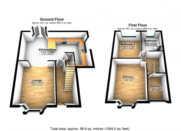 Floor Plan Image for 3 Bedroom Semi-Detached House for Sale in Marlwood Road, Smithills