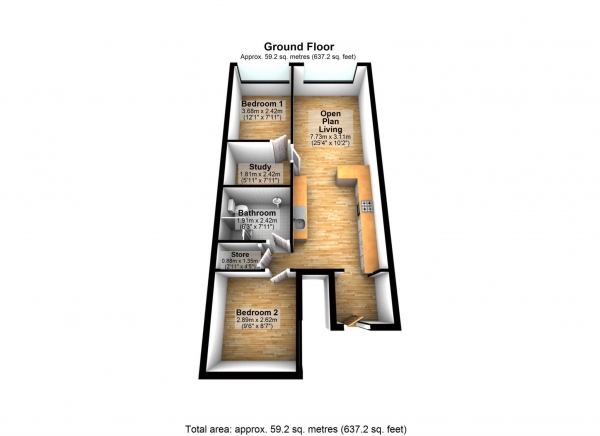 Floor Plan Image for 2 Bedroom Flat for Sale in Georgina Court