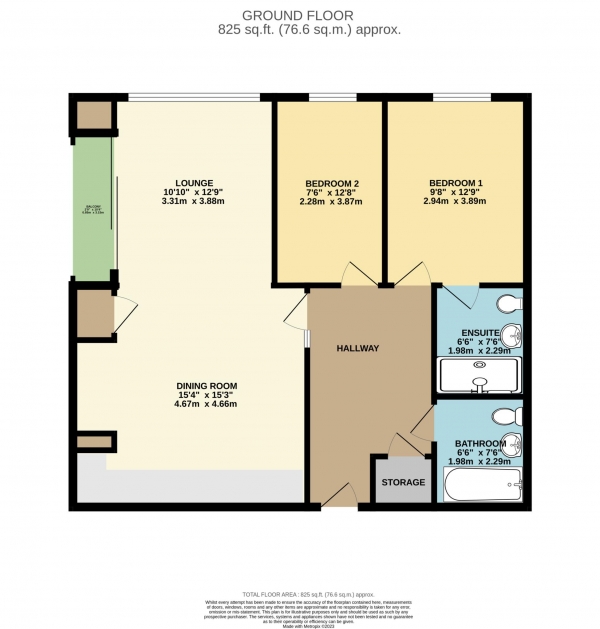 Floor Plan for 2 Bedroom Apartment for Sale in Palmerstones Court, Heaton, Heaton, BL1, 5GT -  &pound175,000