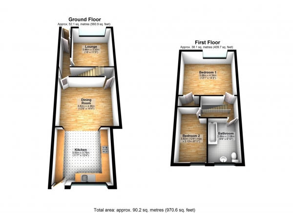 Floor Plan Image for 2 Bedroom Terraced House for Sale in Markland Hill Lane, Heaton