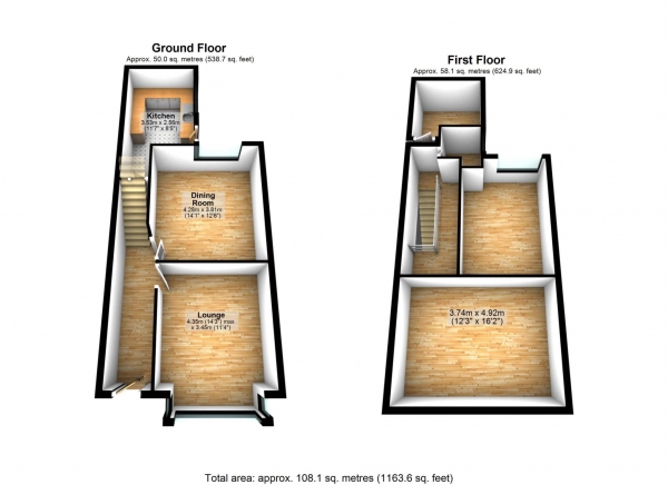 Floor Plan Image for 3 Bedroom Terraced House for Sale in Merlin Grove, Bolton