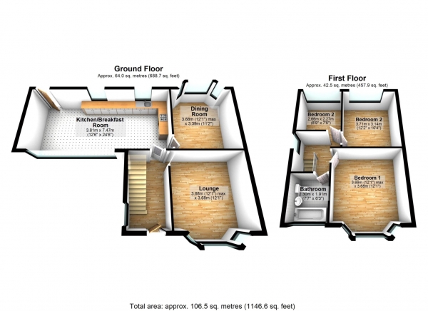 Floor Plan for 3 Bedroom Semi-Detached House for Sale in Marlwood Road, Smithills, Smithills, BL1, 5QT - OIRO &pound270,000