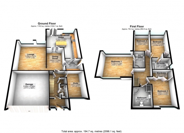 Floor Plan Image for 4 Bedroom Detached House for Sale in Kilworth Drive,Lostock,BL6.