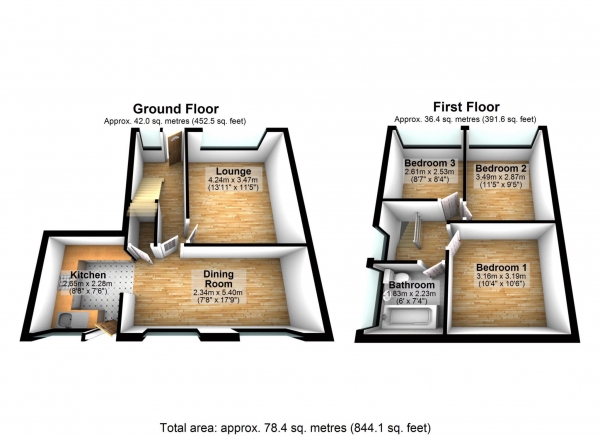 Floor Plan Image for 3 Bedroom Detached House for Sale in Ambleside Close, Harwood