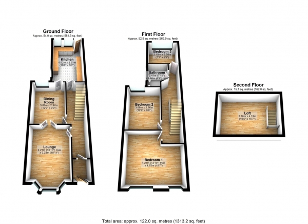 Floor Plan Image for 3 Bedroom Terraced House for Sale in Bury Road, Breightmet