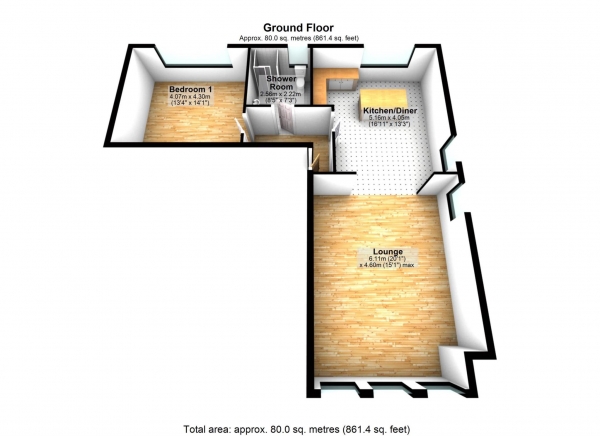 Floor Plan Image for 1 Bedroom Apartment for Sale in Albert Road, Heaton