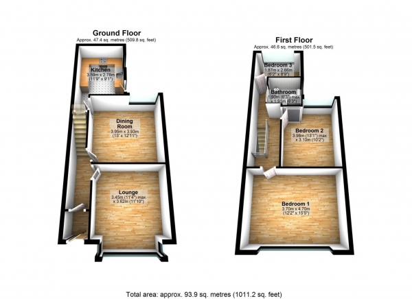 Floor Plan Image for 3 Bedroom Terraced House for Sale in Burnham Avenue, Smithills