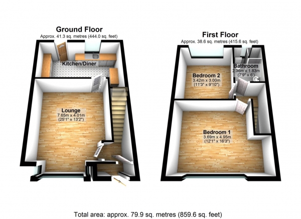 Floor Plan Image for 2 Bedroom Terraced House for Sale in Longford Avenue, Smithills