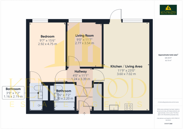 Floor Plan for 2 Bedroom Flat for Sale in Crossways, Windsor Road, Slough, Slough, SL1, 2NW - Guide Price &pound315,000