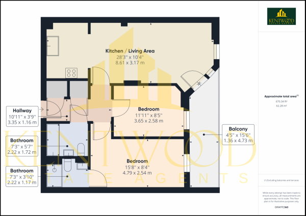 Floor Plan Image for 2 Bedroom Flat to Rent in Flat 103, The Junction, SL2 5GF