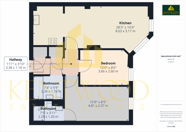 Floor Plan Image for 2 Bedroom Flat to Rent in The Junction, Railway Terrace, Slough, SL2