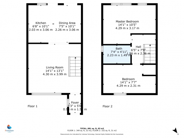 Floor Plan for 2 Bedroom Semi-Detached House for Sale in Merlinford Drive, Renfrew, PA4, 8XP - Offers Over &pound185,000