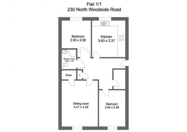 Floor Plan Image for 2 Bedroom Flat for Sale in North Woodside Road, Glasgow