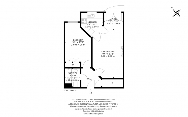 Floor Plan Image for 1 Bedroom Retirement Property for Sale in Kingsferry Court, Station Road, Renfrew