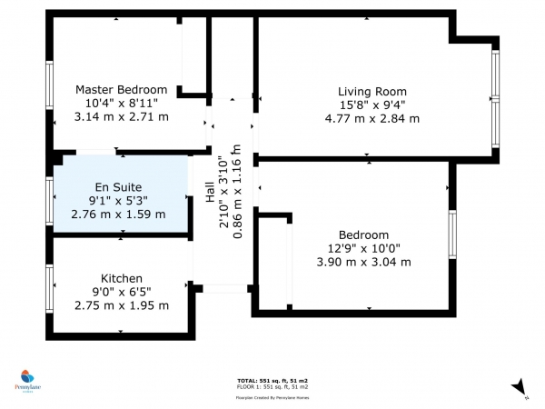 Floor Plan for 2 Bedroom Flat for Sale in Boswell Drive, Glasgow, Blantyre, G72, 0BJ - Offers Over &pound70,000