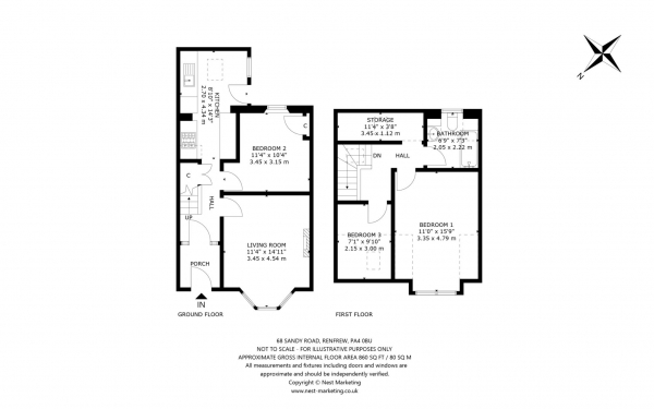 Floor Plan Image for 3 Bedroom Terraced House for Sale in Sandy Road, Renfrew