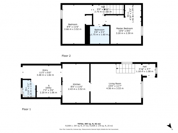 Floor Plan for 2 Bedroom Terraced House for Sale in Hardgate Drive, Shieldhall, Shieldhall, G51, 4XW - Offers Over &pound145,000