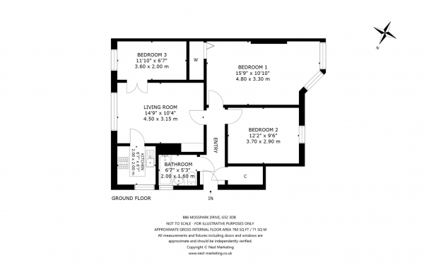 Floor Plan Image for 3 Bedroom Flat for Sale in Mosspark Drive, Glasgow