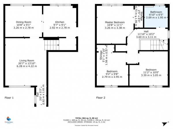 Floor Plan for 3 Bedroom Semi-Detached House for Sale in Buchanan Street, Baillieston, Baillieston, G69, 6DY - Offers Over &pound177,000